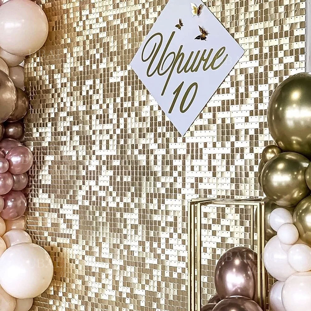Sequin Fabric Panel - الشمبانيا الذهب لامع خلفية لوحات 12/24