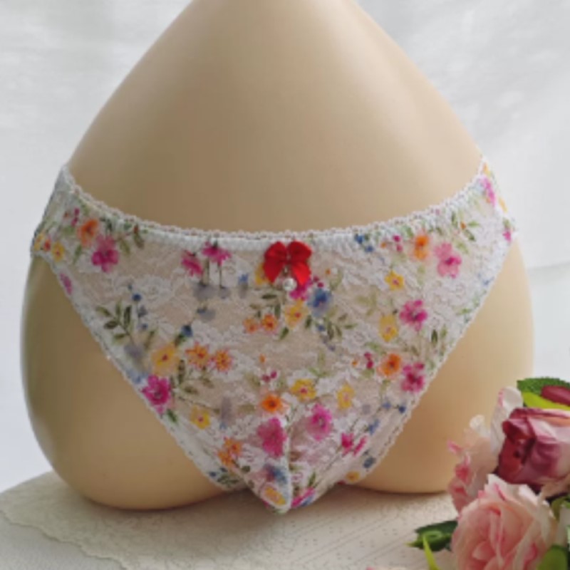 Embroidery Embellishments - سراويل داخلية رجالية شفافة ومثيرة من