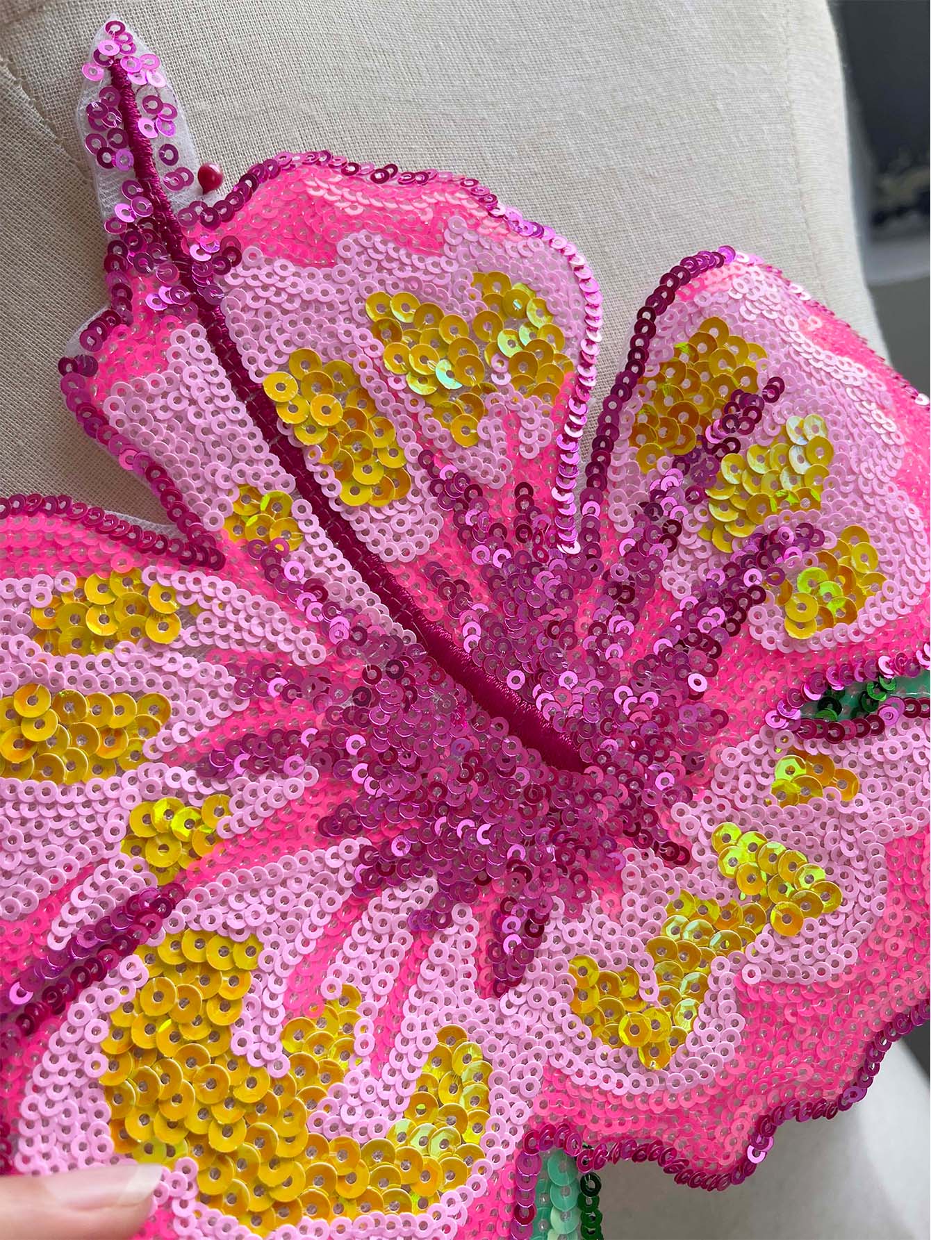 Applique Patch Flower - 1 قطعة 26 سنتيمتر الساطع الوردي