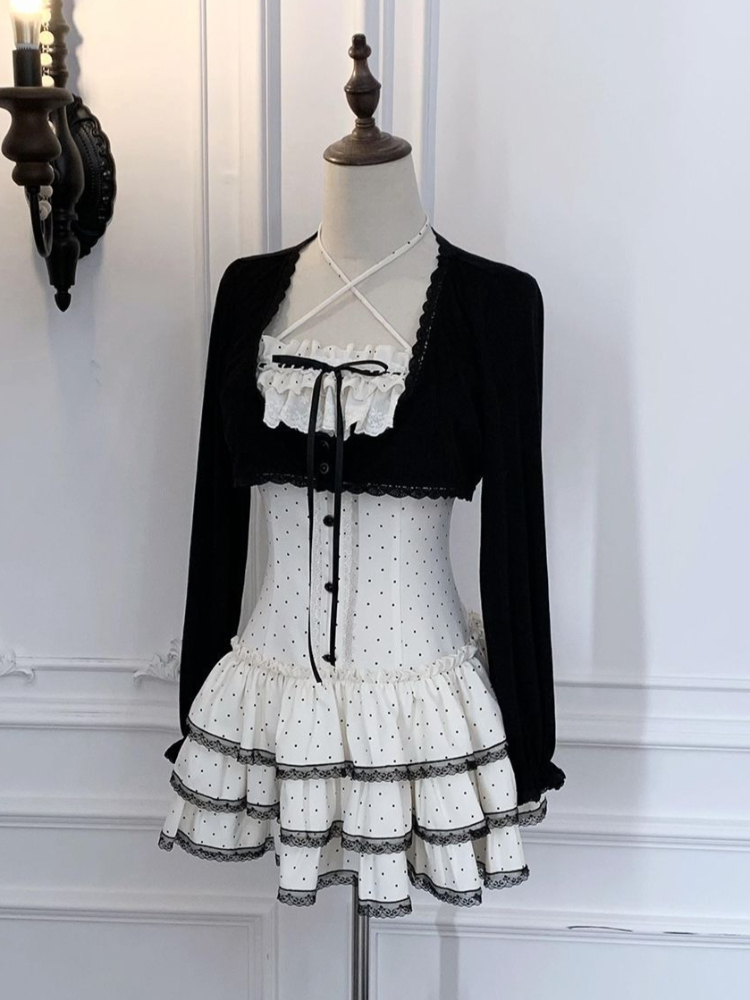 Elastic Lace Trim - فستان كاميسول كوري أنيق بياقة مربعة