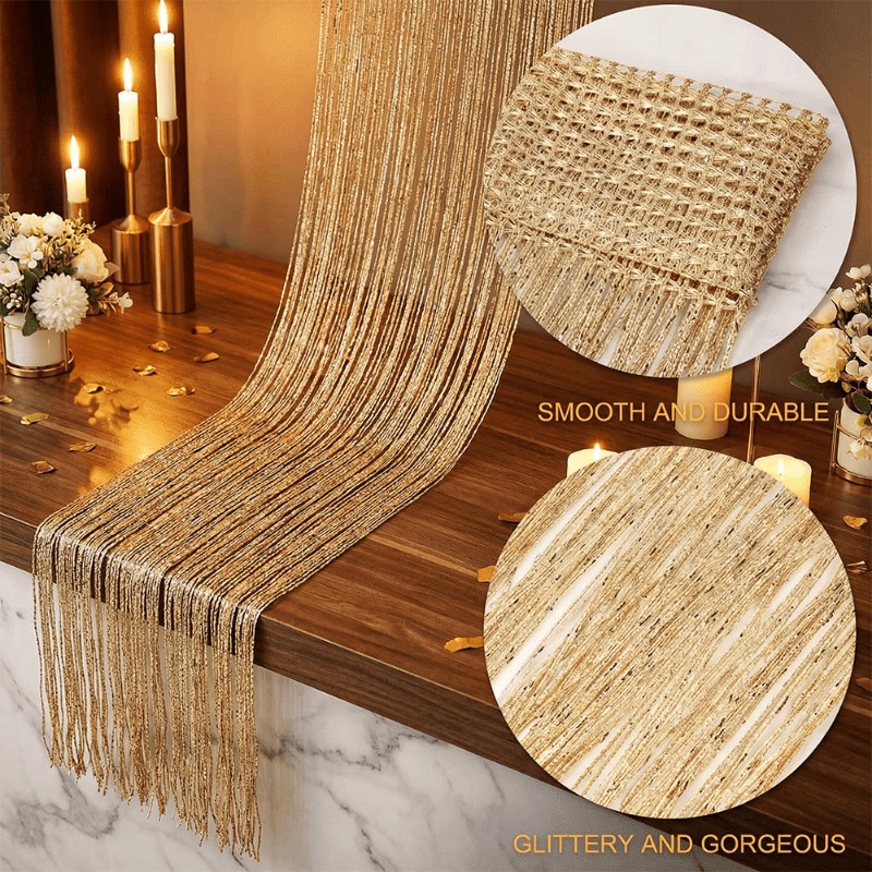 1 قطعة ستارة ذهبية مزينة بشراش - مراجعة Sequin Fabric Panel وسعره