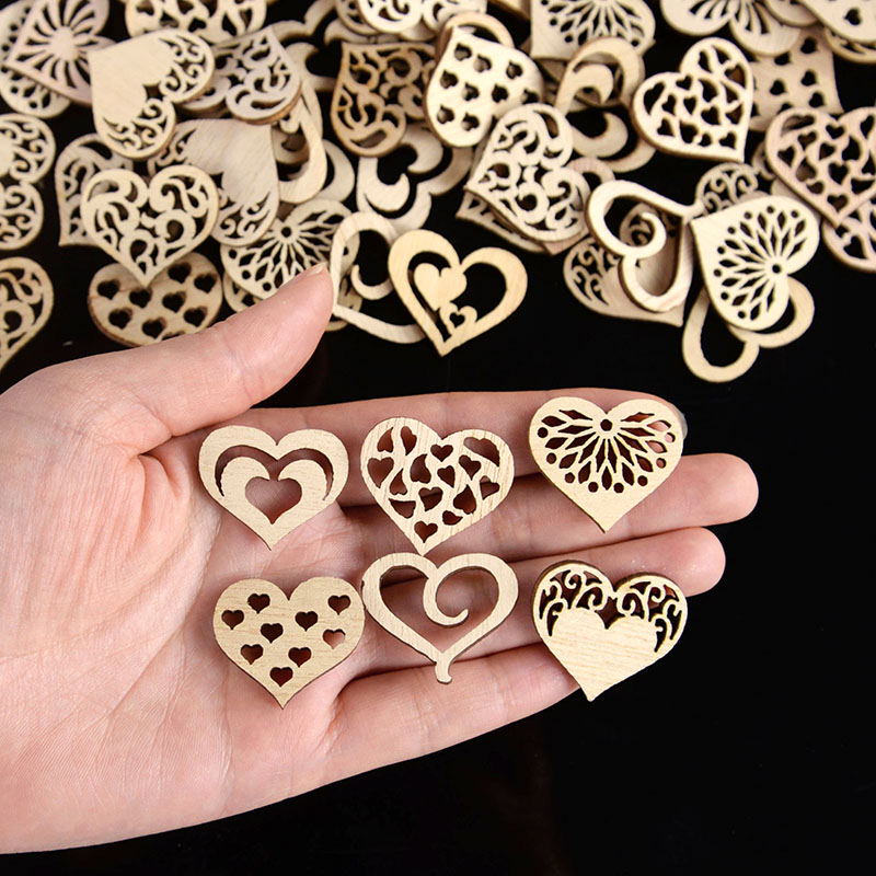 50/100 قطعة نمط القلب المجوف ش - مراجعة Craft Embellishment وسعره