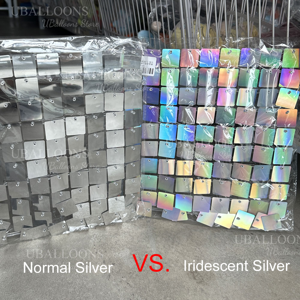 قزحي الألوان الفضة لامع لوحات  - مراجعة Sequin Fabric Panel وسعره