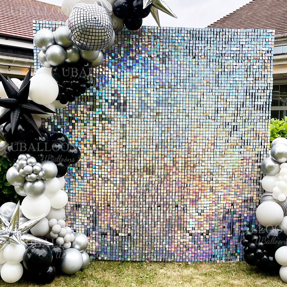 قزحي الألوان الفضة لامع لوحات  - مراجعة Sequin Fabric Panel وسعره