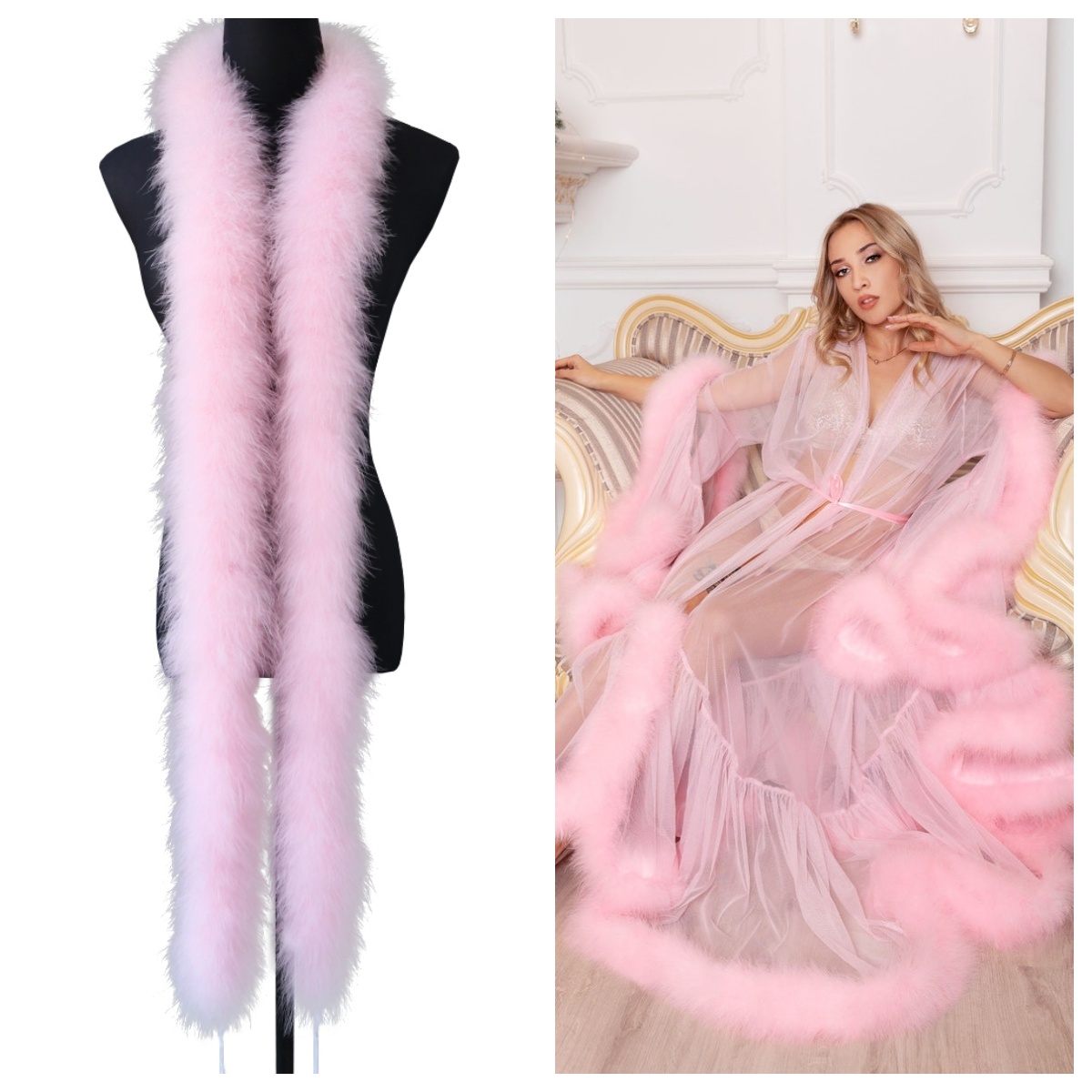 شريط ريش مارابو طبيعي بطول 2 م - مراجعة Feather Trim Marabou وسعره