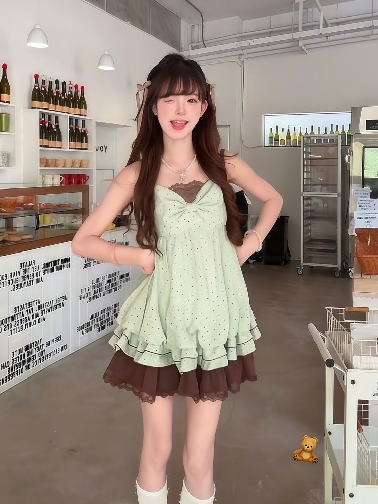 فستان كاميسول كوري حلو بنقاط ا - مراجعة Elastic Lace Trim وسعره
